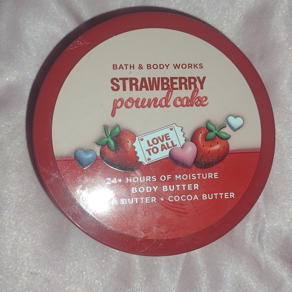 Bath & Body Works Strawberry Pound Cake Body Butter - Red